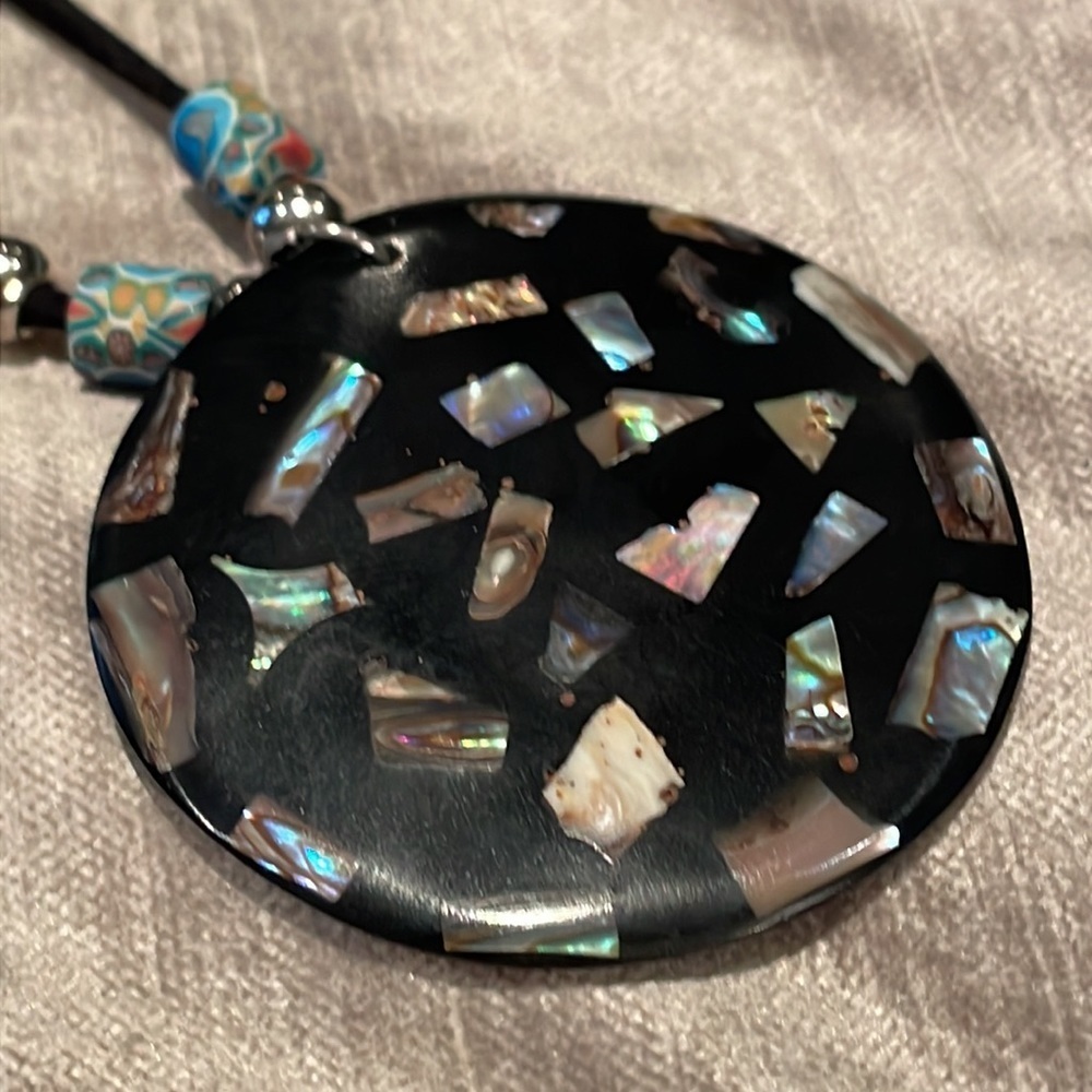 Ocean Theme Abalone Dolphin Pendant Necklace